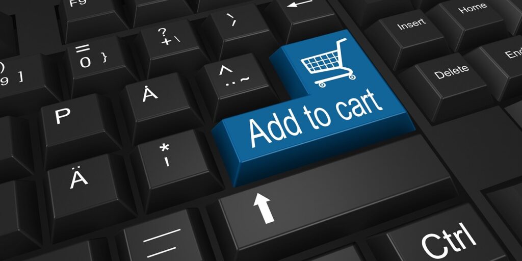 A concept of a user engaged by interactive content designed by a web design firm to add a product to the cart.