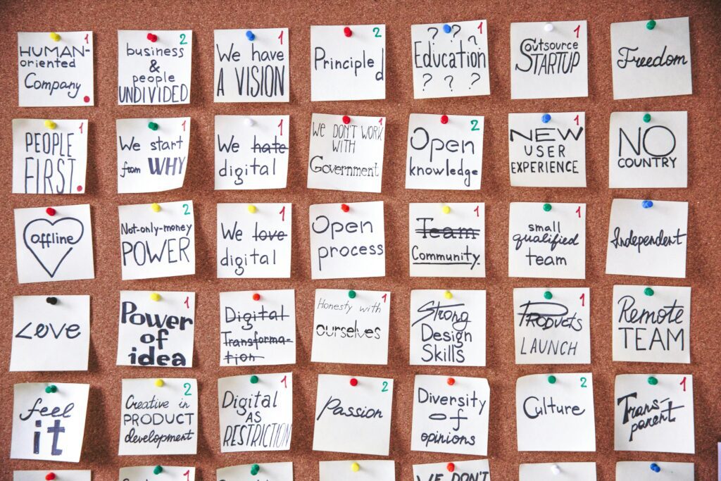 Feature planning board created with support from a web development agency in Singapore