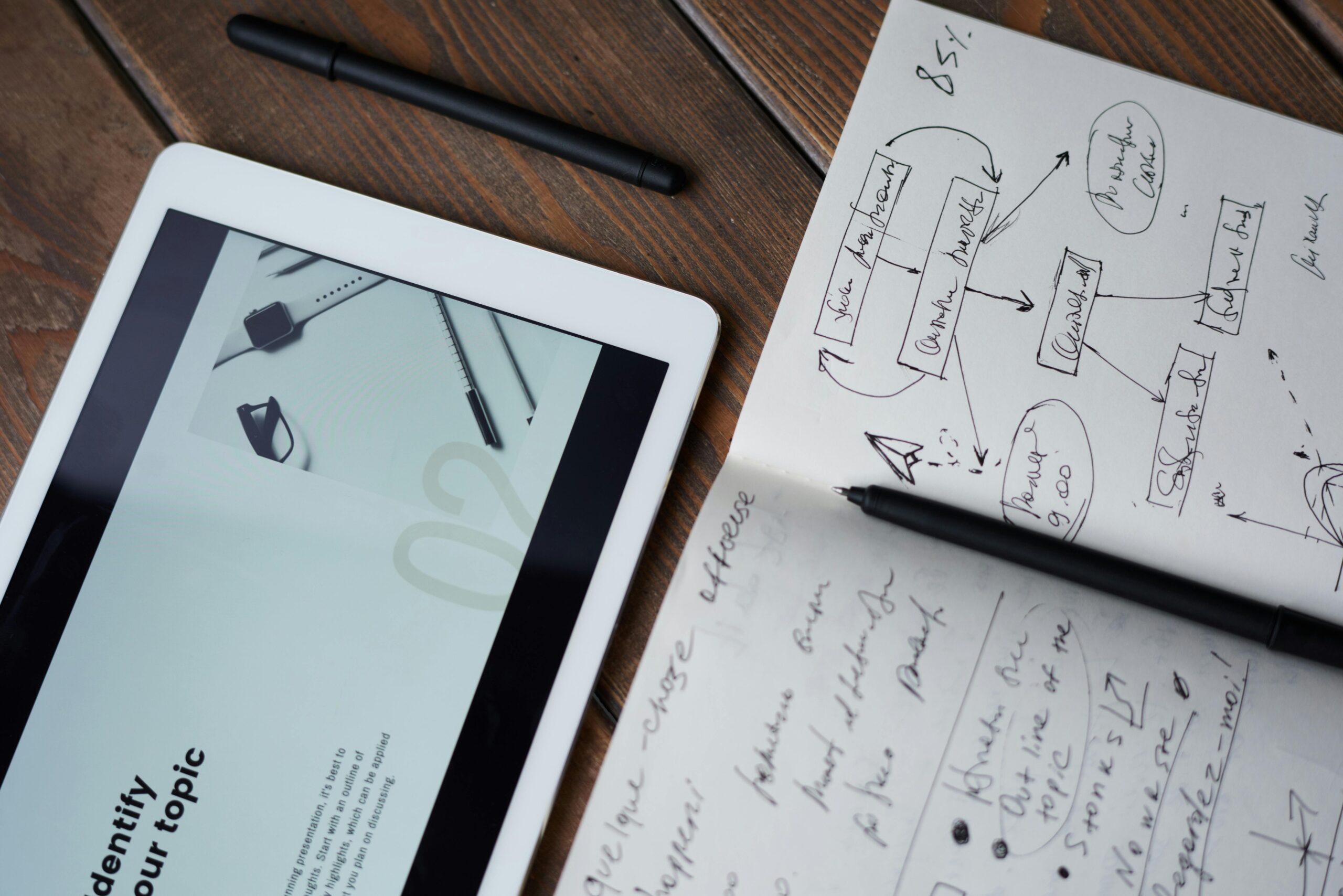1 Notebook and pen symbolising content planning by a web design agency Singapore focused on engagement