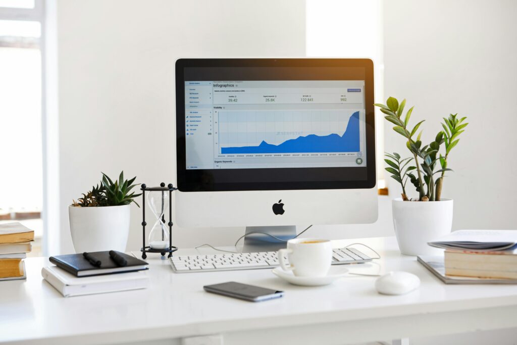 6 Line graph on an iMac screen showing content performance tracked by a web design agency Singapore