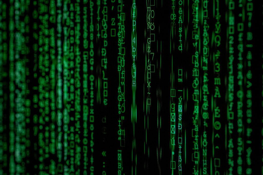 Raw digital data visualized as code, filtered by a web development agency for key insights
