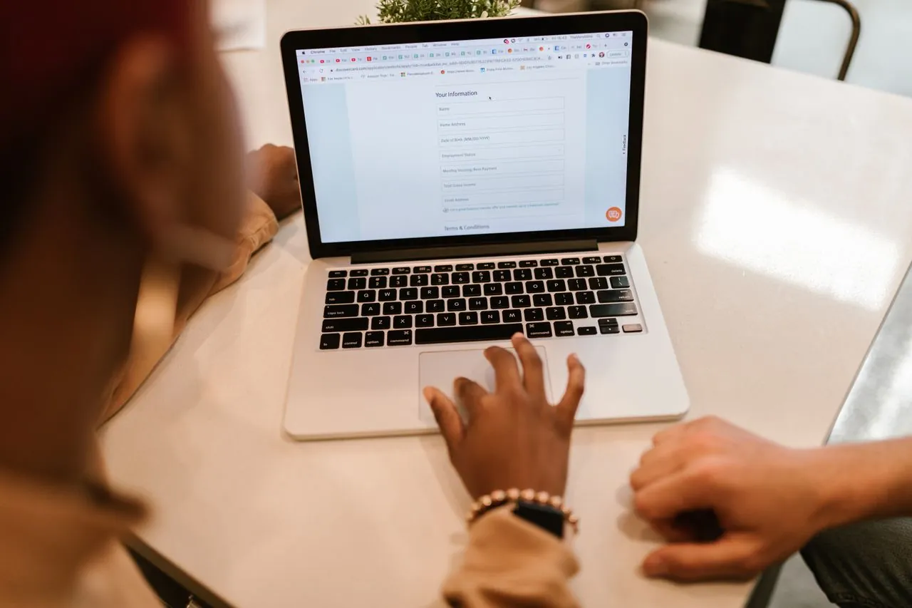 User filling out a secure online enquiry form on a business website