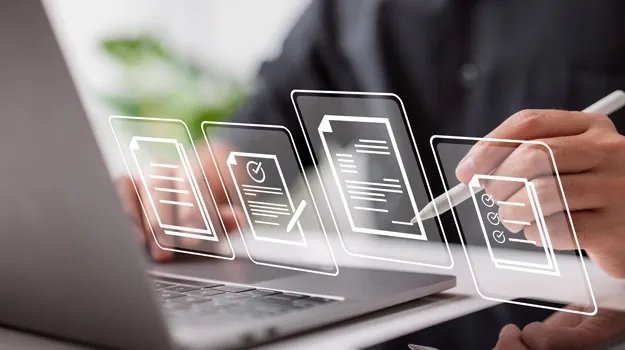 A user keying information and submitting the documents to a website design agency