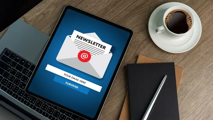 Image of an iPad receiving an email newsletter through an email campaign