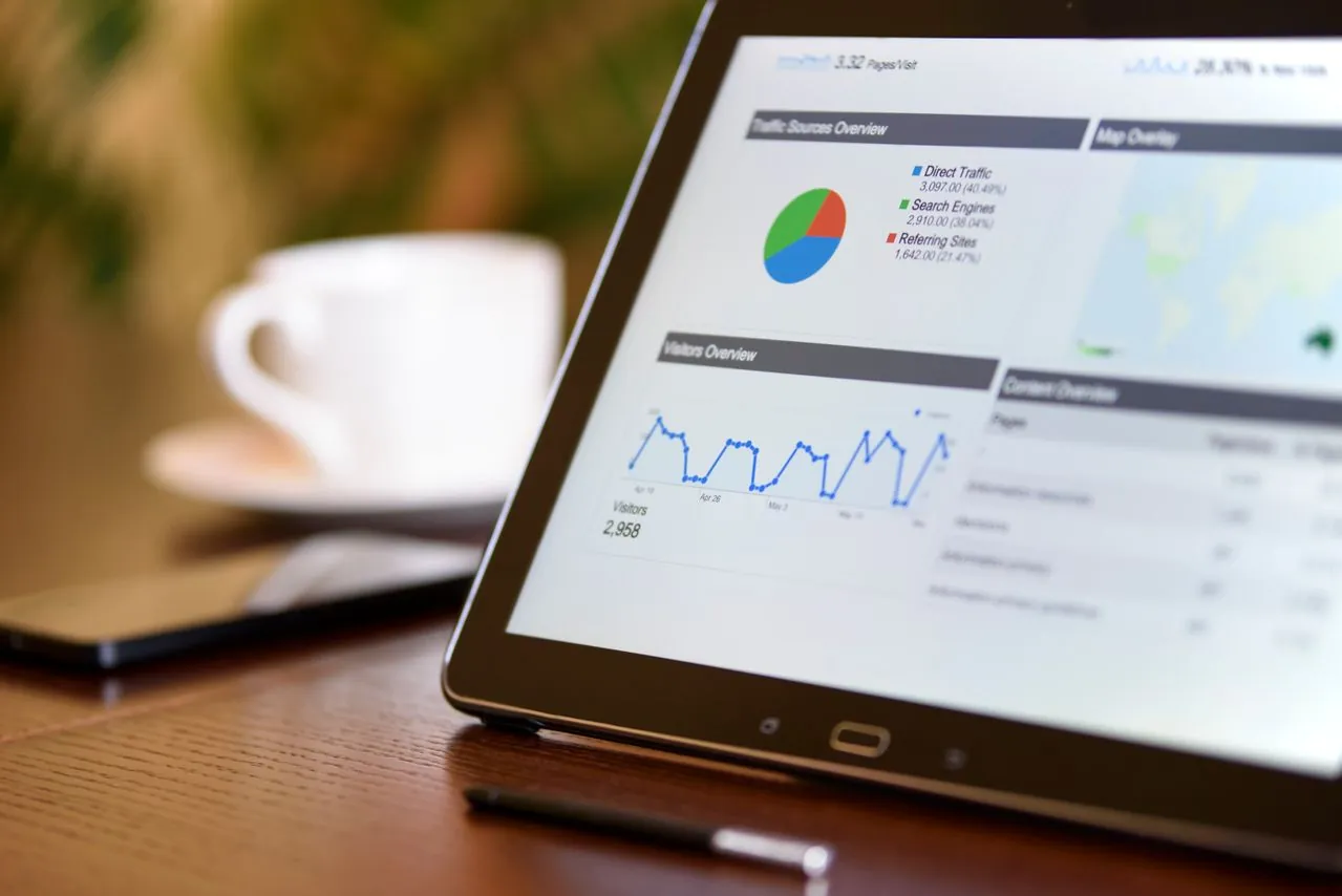 Digital marketing dashboard displaying website performance and technical SEO metrics. 