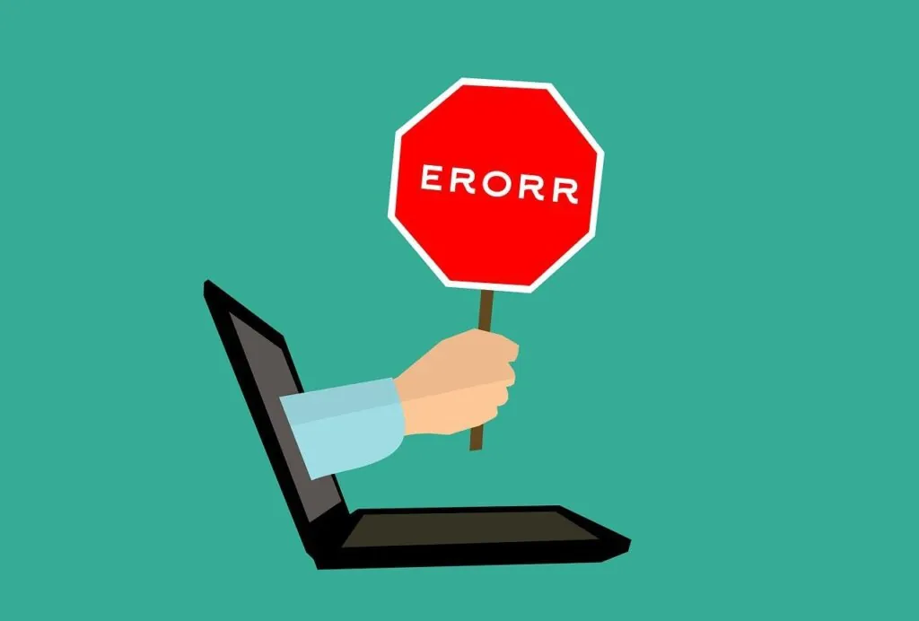 An illustration displaying an error sign to indicate a mistake in website development