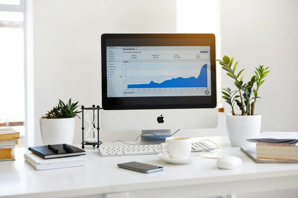 6 Line graph on an iMac screen showing content performance tracked by a web design agency Singapore